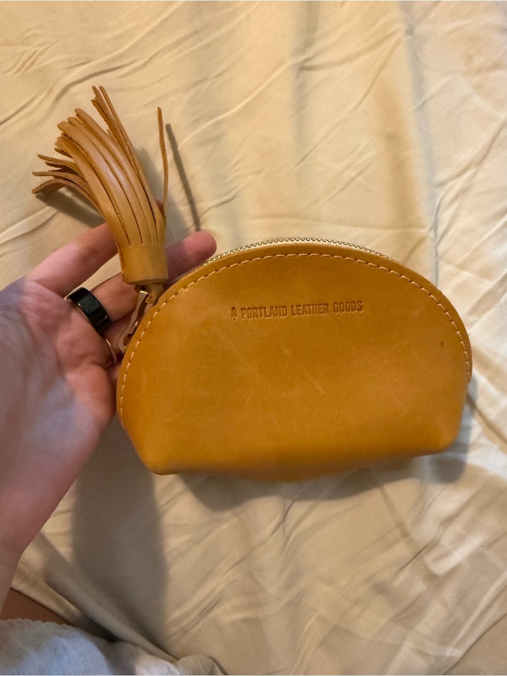 Portland Leather Mustard Yellow Taco Tassel  Pouch